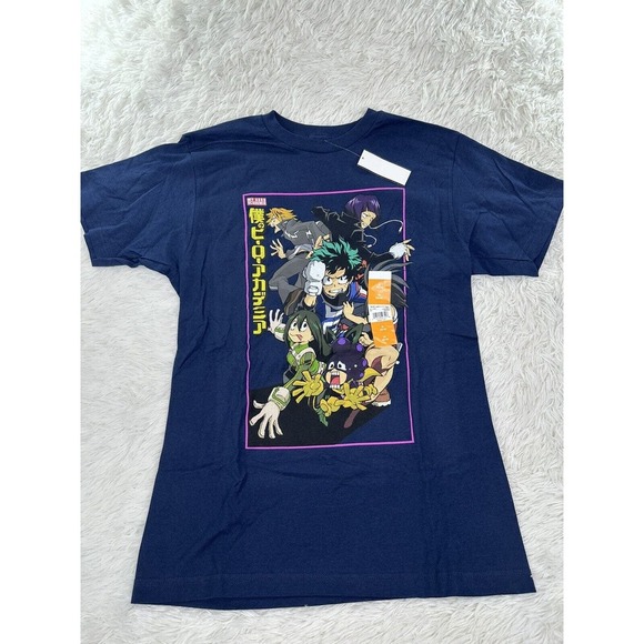 My Hero Academia Graphic T-Shirt Funimation Deku Bakugo Blue‎ Boy’s Size M NWT - Picture 1 of 7